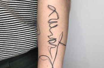 4 tatuajes de siluetas de rostros de línea continua