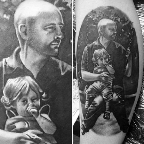 tatuaje para recordar a papa foto retrato