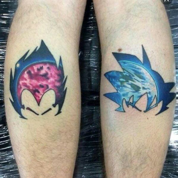 tatuajes de dragon ball en pareja de amigos
