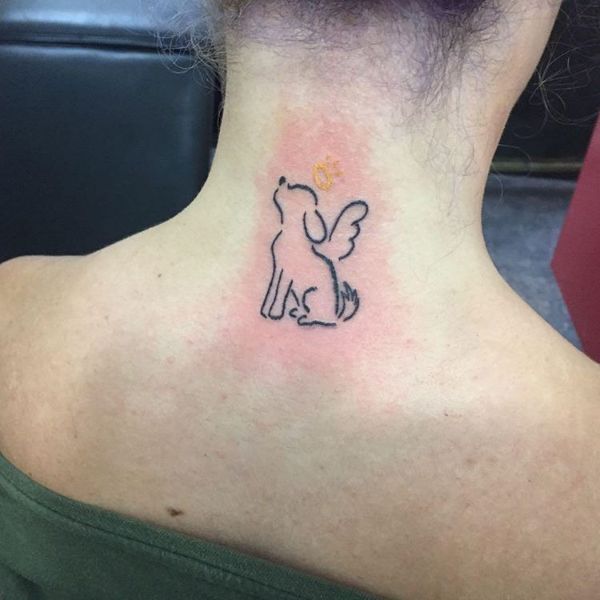tatuajes de perros con alas silueta