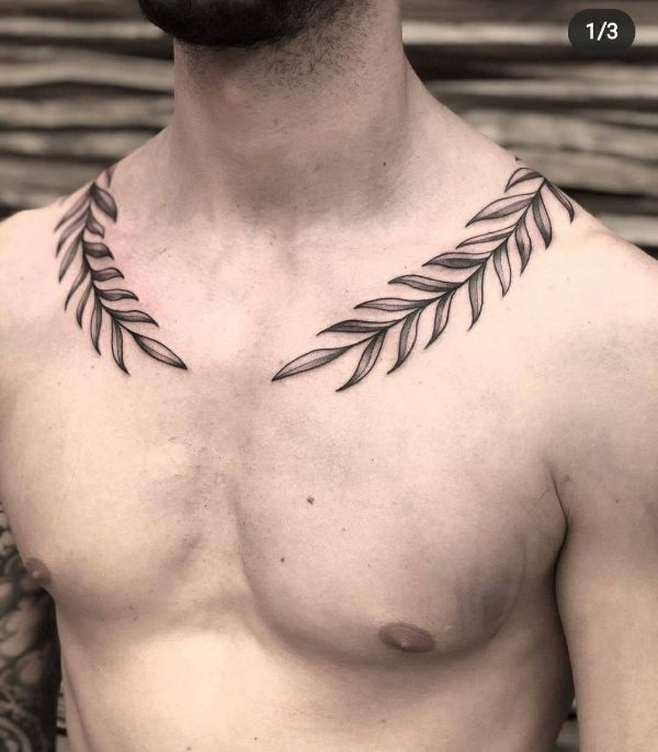 tatuajes alrededor del cuello corona de olivo