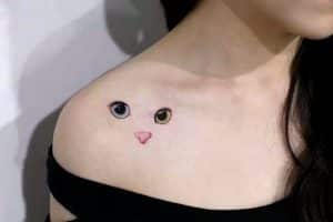 tatuajes de gatos en el pecho rostro