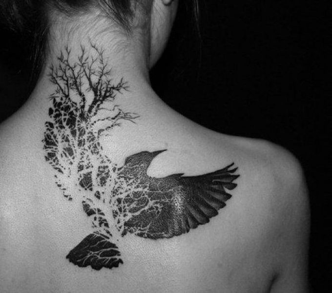 tatuajes de arboles y aves texturas