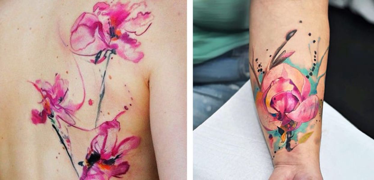 tatuajes de flor de sakura acuarela