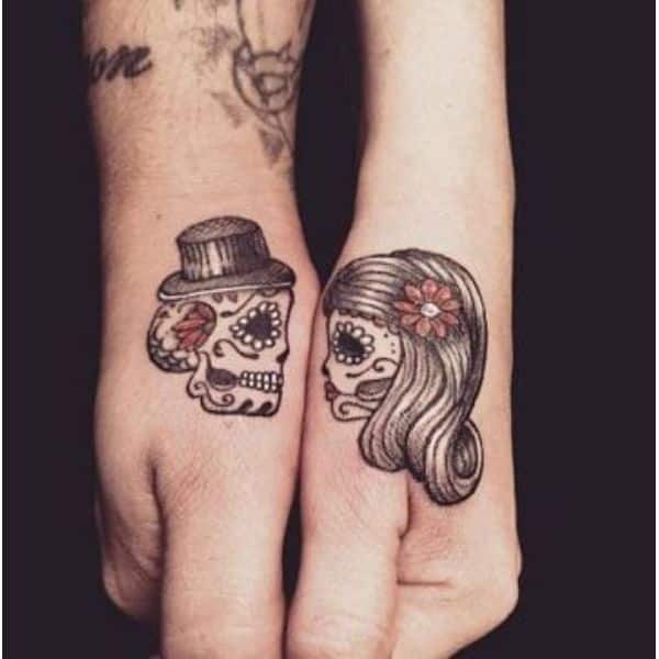 tatuajes de moto en pareja calaveras