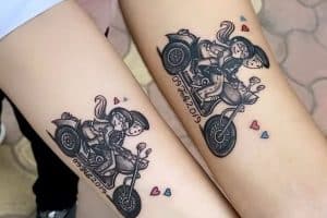 tatuajes de moto en pareja ilustraciones divertidas