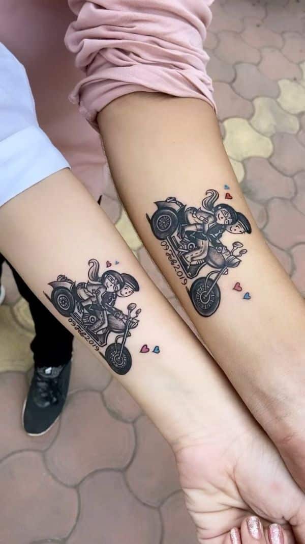 tatuajes de moto en pareja ilustraciones divertidas