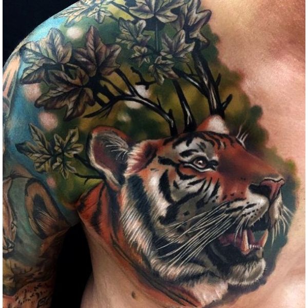 tatuajes de tigres en el pecho genialidad