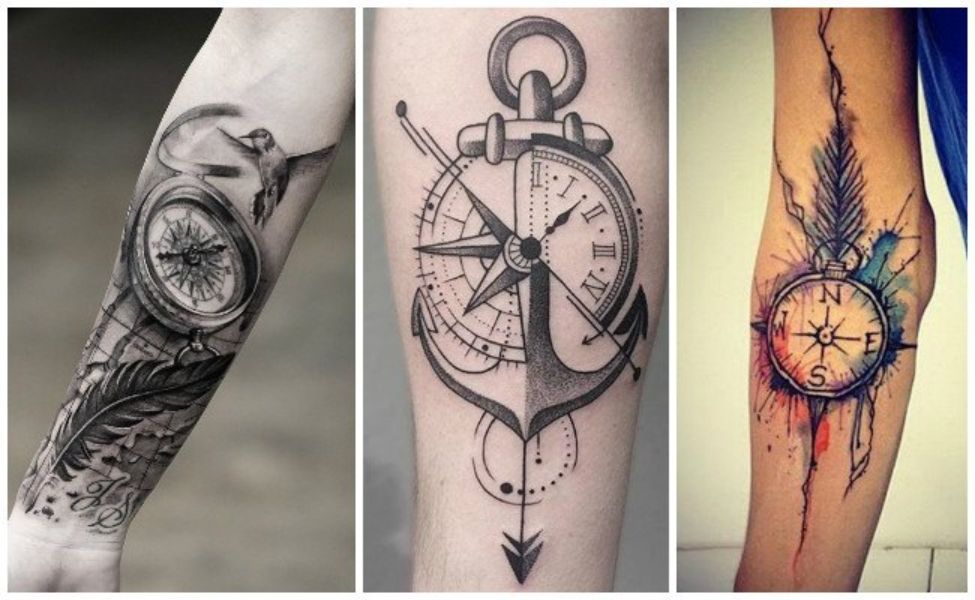 tatuajes para el brazo de brujulas diferentes combinaciones