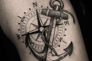 tatuaje de brujula y barco texturas