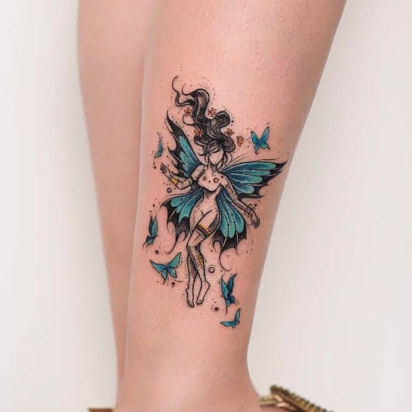tatuajes de hadas del amor con mariposas