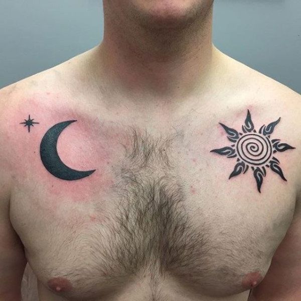 tatuajes de sol y la luna para hombres al estilo tribal