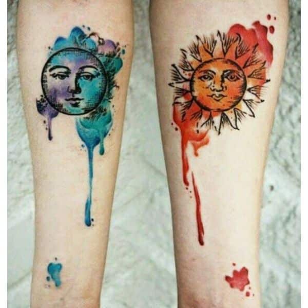 tatuajes de sol y la luna para hombres con color