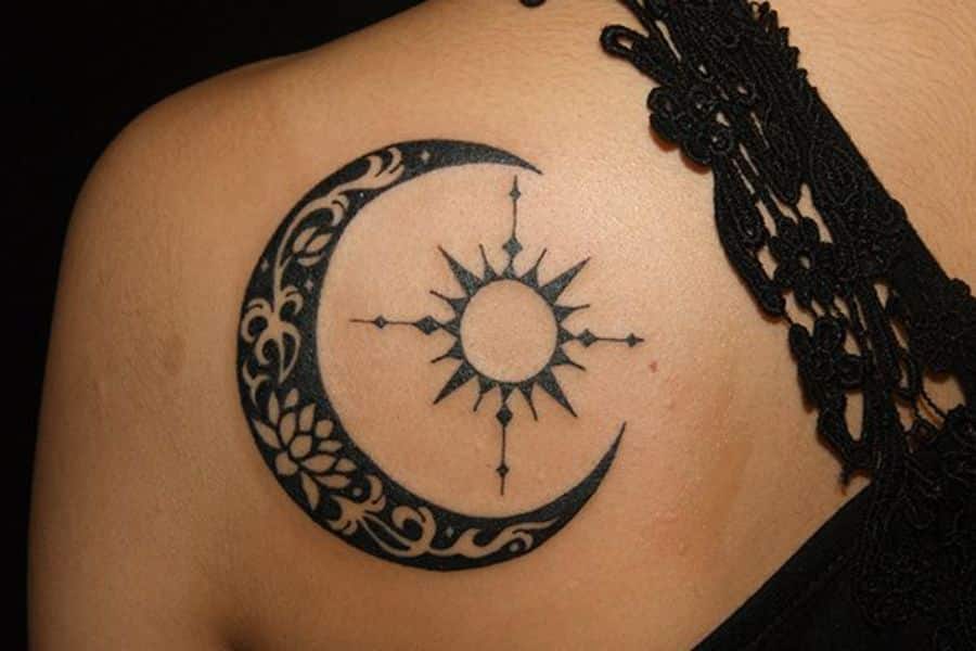 luna y sol tatuaje tribal