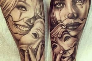 tatuaje carita feliz y triste ideas creativas