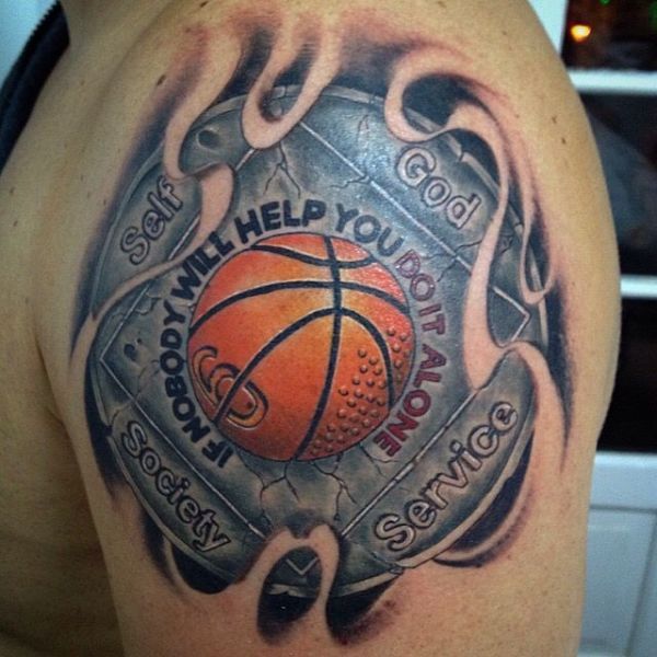 tatuaje de pelota de básquet placa
