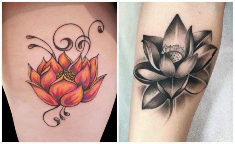 tatuaje de flor de loto diversos estilos