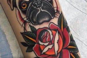 tatuajes de perros pug tradicional americano
