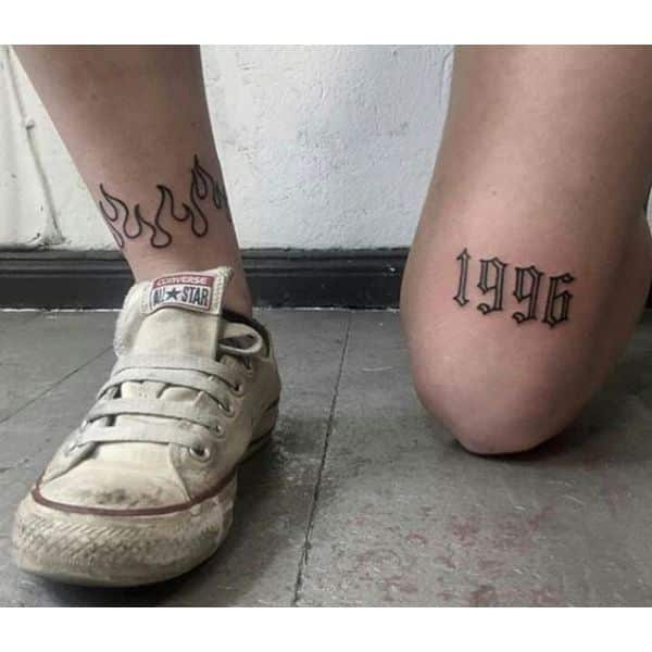 diseños de números para tatuajes en pierna