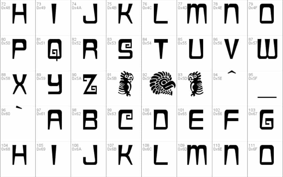 letras aztecas para tatuajes plantilla