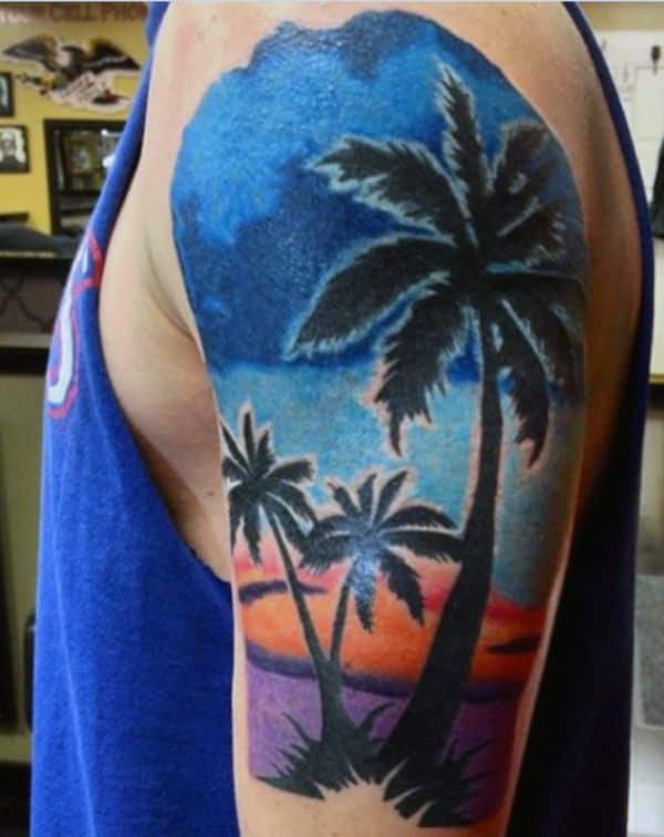 tatuajes de paisajes a color playas