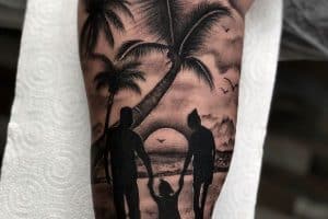 tatuajes de paisajes de playa familiar