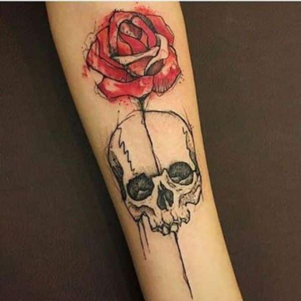 tatuajes de calaveras con rosas modernos