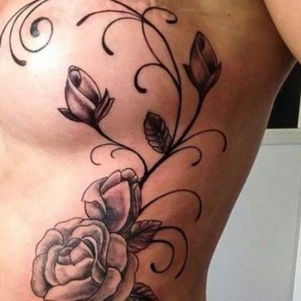 tatuajes cáncer de mama flores