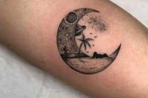 tatuajes de mar para mujeres con lunas y planetas