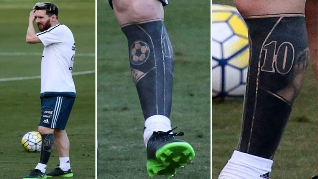 tatuajes de messi en la pierna tinta