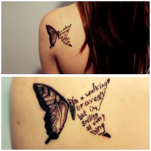 tatuajes de mariposas y letras frases