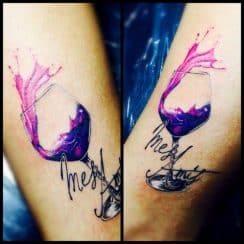 Creativos tatuajes de copas de vino para amigos 14 febrero