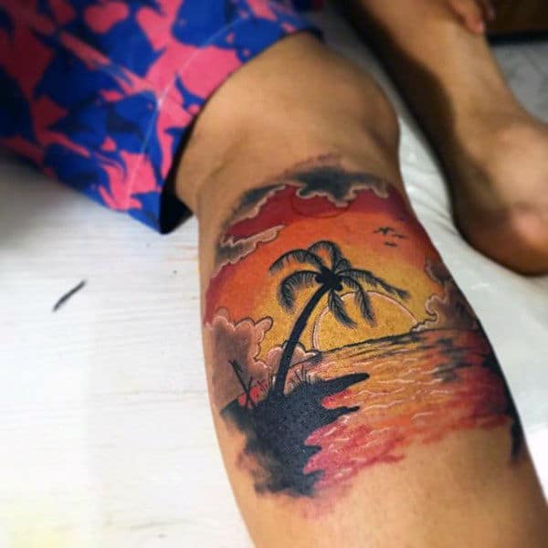 tatuajes de playa y mar coloridos