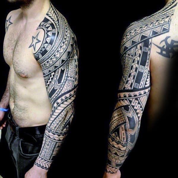 tatuajes manga hombre tribal detalles
