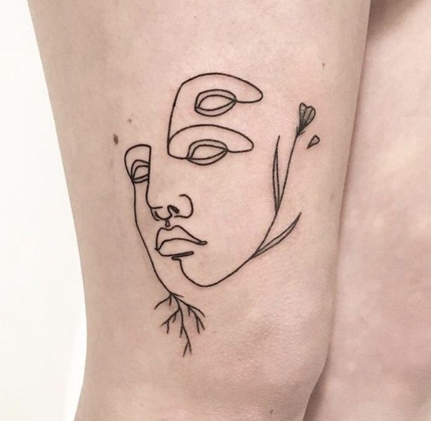 mascaras de teatro tattoo abstractas