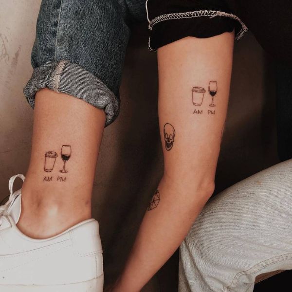 tatuajes de copas para amigas combinación de zonas