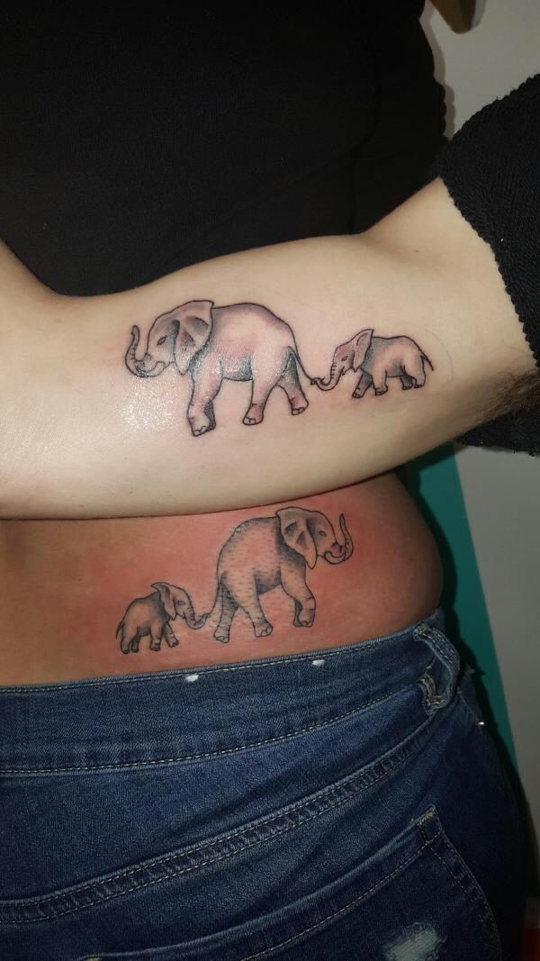tatuajes que simbolizan familia elefantes